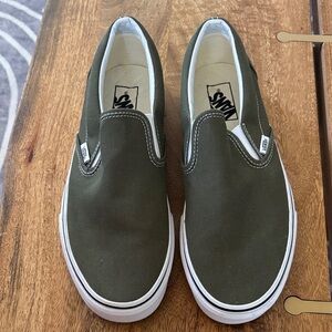 Vans Classic Olive Green Slip-On Shoes